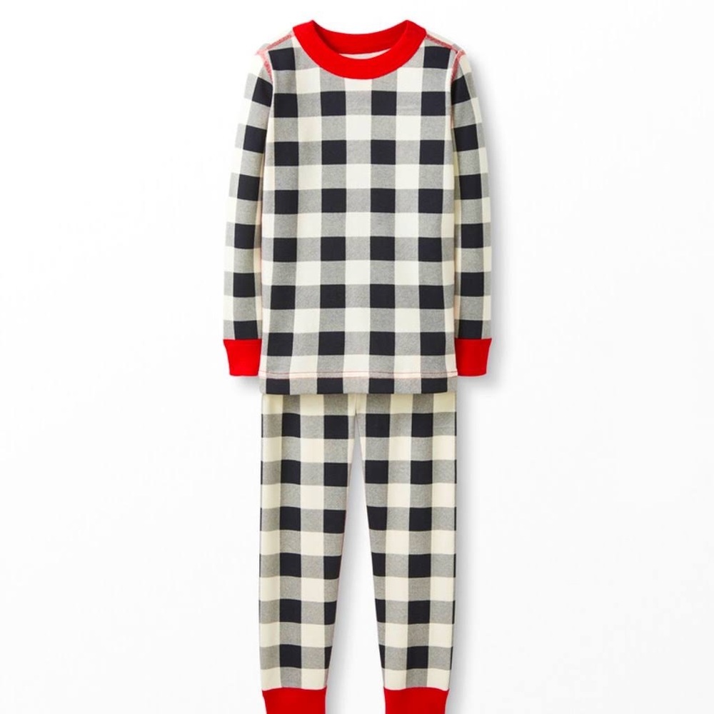 Hanna Andersson Organic Long John Pajamas Buffalo Plaid Checkers